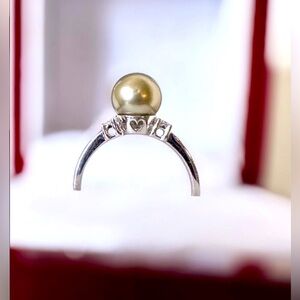 💎SOLD💎 10K Diamond Tahitian Pearl Ring